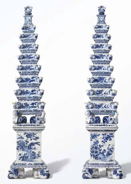 Pair of Flower Pyramids, Delft, 1685-1690 Haagse Kunstmuseum, The Hague, (1060704)