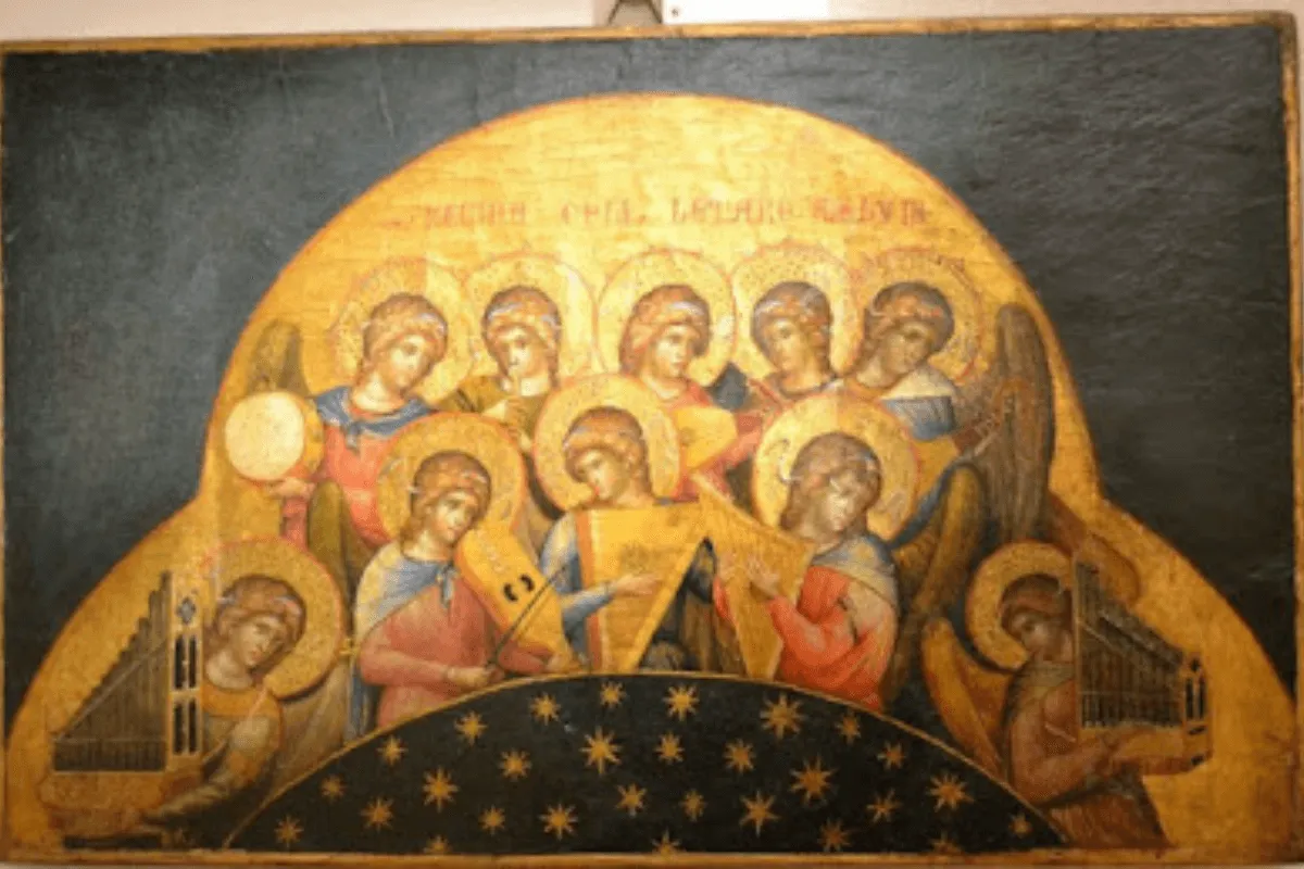 Venice 1261-1450: A depiction of saints in a vibrant and historic cityscape