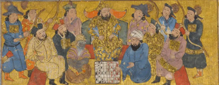 Buzurjmihr masters the game of chess (c. 1300) Detail from Shahnama, Aga Khan Museum , Toronto, Canada